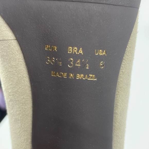 Fs/ny beige suede & patent leather w/calf hair accessory size 6. 3/4 inch heel - Picture 8 of 10